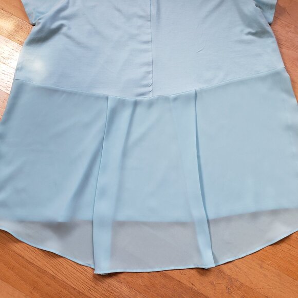 Lands' End Women's Aqua Blue Hi-Low Cotton Blend Short Sleeve Top, Size: 1X - Picture 9 of 16